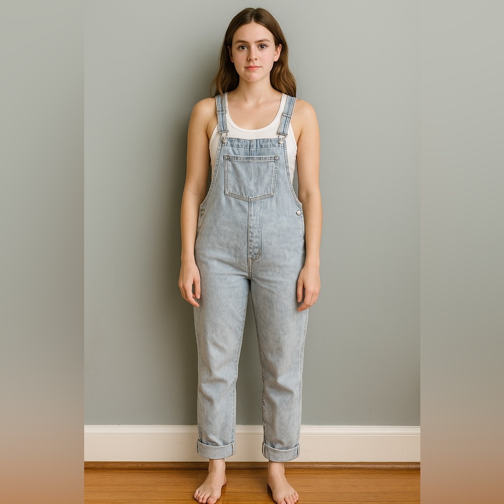 WeWoreWhat Denim Overalls in Light Blue Wash XS